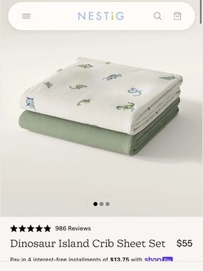 NESTIG Dinosaur Island Crib Sheet Set